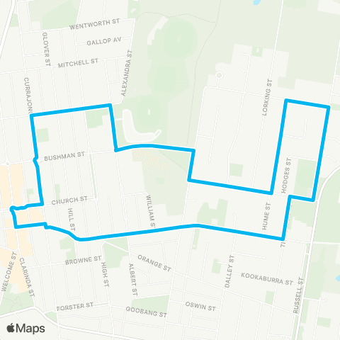 Central West and Orana Network Parkes Danilenko St to Parkes Town Ctr map