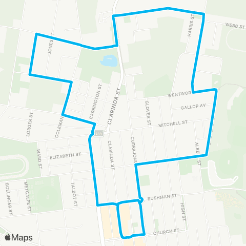 Central West and Orana Network Parkes Town Ctr to N Parkes via Thomas St (Loop Service) map