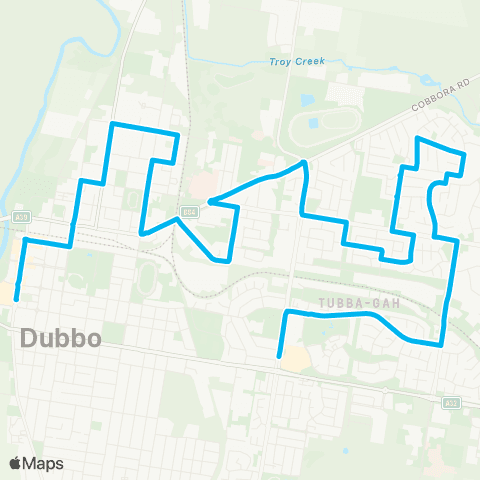 Central West and Orana Network Orana Mall to Dubbo CBD via Eastridge, Base Hosp & N Dubbo map
