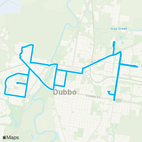 Central West and Orana Network Orana Mall to W Dubbo via Base Hosp & CBD (Loop Service) map
