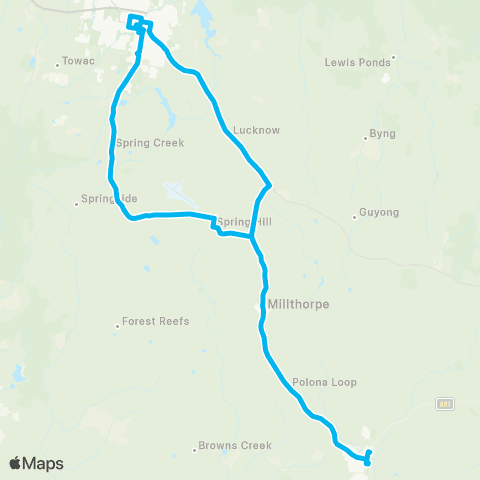 Central West and Orana Network Blayney to Orange (Loop Service) map