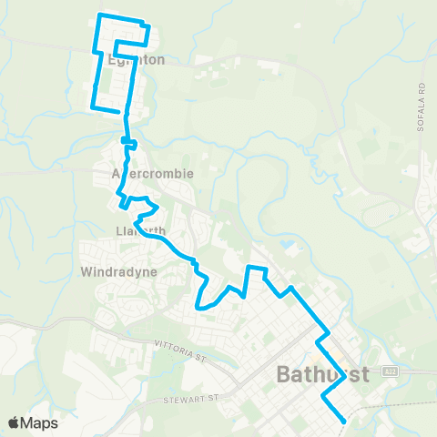 Central West and Orana Network Eglinton to Bathurst via Llanarth map