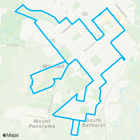 Central West and Orana Network Bathurst to W Bathurst via S Bathurst (Loop Service) map