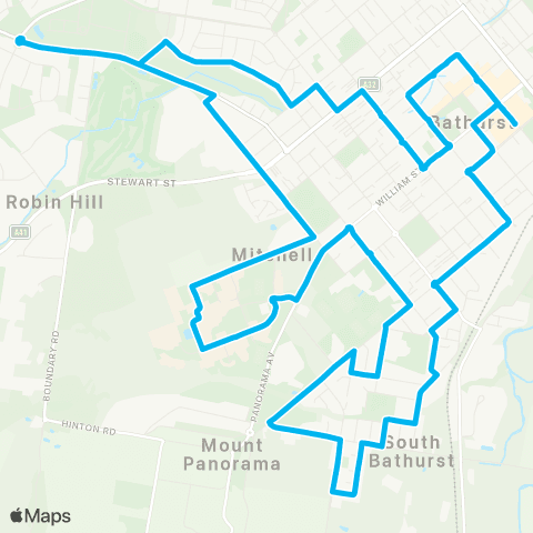 Central West and Orana Network Bathurst to S Bathurst via W Bathurst (Loop Service) map