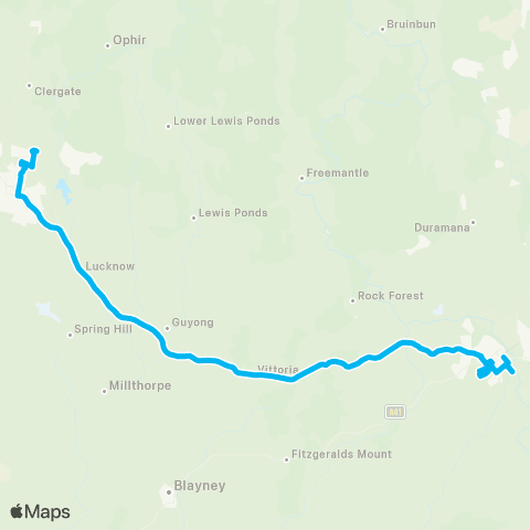 Central West and Orana Network Bathurst to Orange (Express Service) map