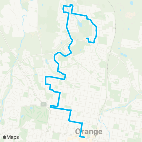 Central West and Orana Network N Orange Shopping Ctr to Orange City Ctr map