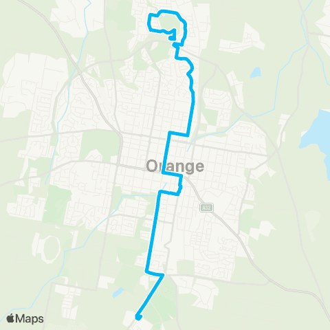 Central West and Orana Network Orange Hosp to N Orange Shopping Centre map