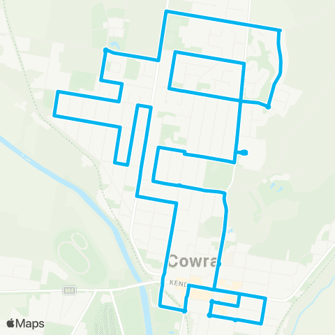 Central West and Orana Network Mulyan & N Cowra to Cowra Town Ctr (Loop Service) map