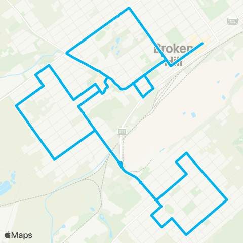 Far West Network Broken Hill CBD to Broken Hill S & Hillside (Loop Service) map