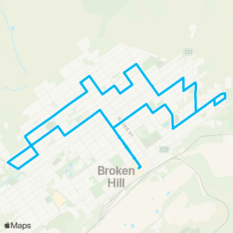 Far West Network Broken Hill CBD to Thomas St & Broken Hill N (Loop Service) map