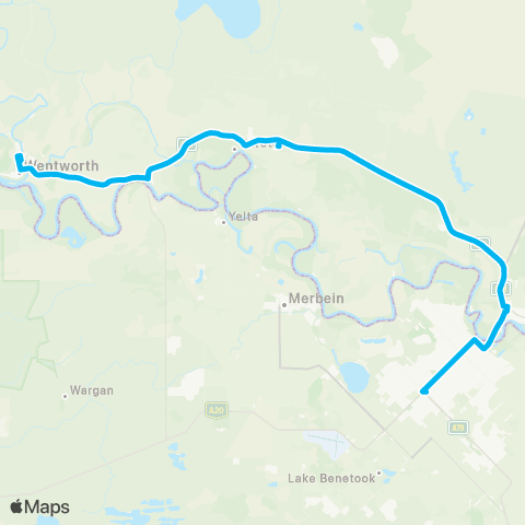 Far West Network Mildura to Wentworth via Dareton map