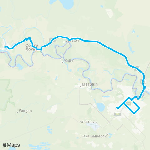 Far West Network Wentworth to Mildura via Dareton map