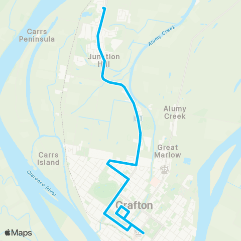 North Coast Network Junction Hill to Grafton City Centre map