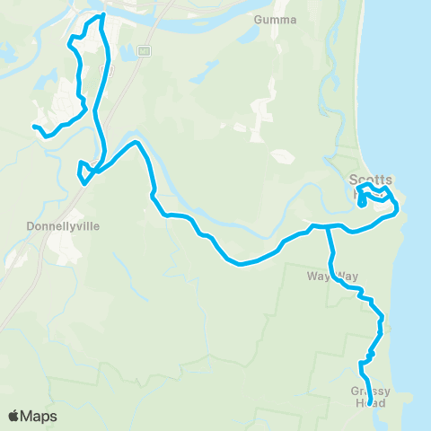 North Coast Network Macksville to Scotts Head via Grassy Head (Loop Service) map