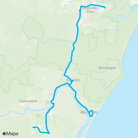 North Coast Network Bonville to Urunga via Repton & Mylestom map