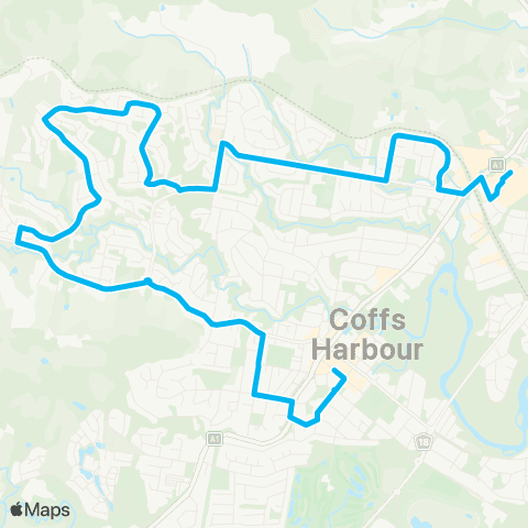 North Coast Network Pk Bch Plaza to Coffs Harbour Pk Ave via Pearce Dr map