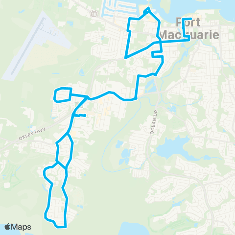 North Coast Network Port Macquarie to Port Macquarie The Ruins Way (Loop Service) map