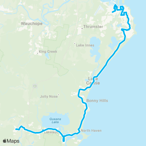 North Coast Network Kendall to Port Macquarie via Bonny Hills map