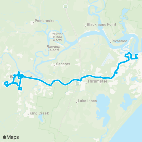 North Coast Network Port Macquarie to Wauchope (Loop Service) map