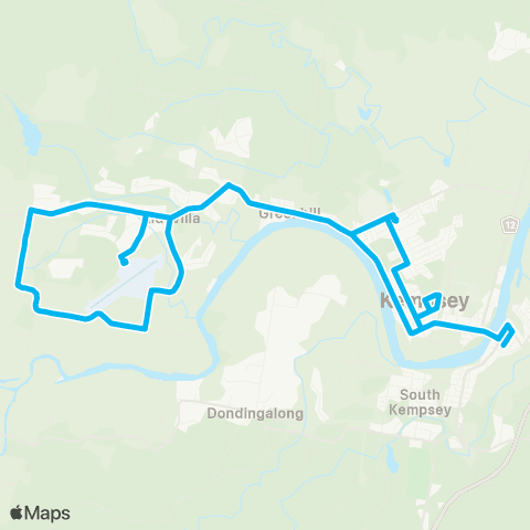 North Coast Network Kempsey to Kempsey Airport (Loop Service) map