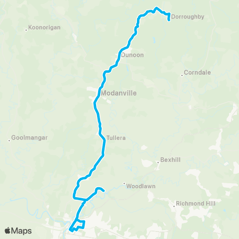 North Coast Network Dorroughby & Dunoon to Lismore map
