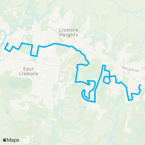 North Coast Network Goonellabah to Lismore via Invercauld Rd map