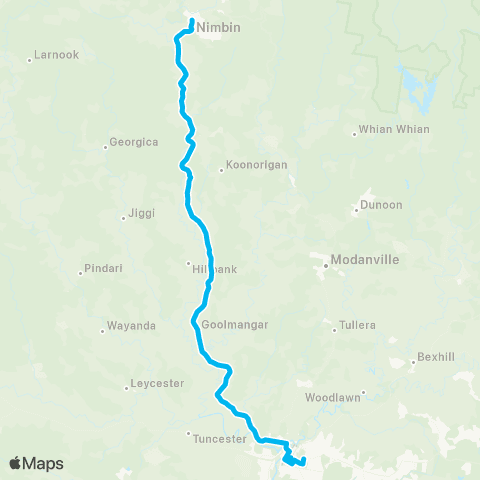 North Coast Network Nimbin to Lismore map
