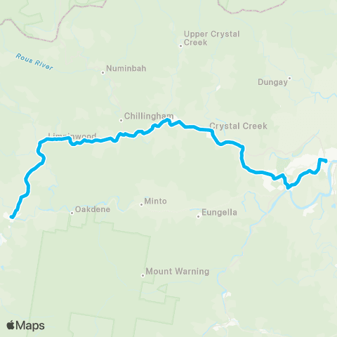 North Coast Network Murwillumbah to Tyalgum (Loop Service) map