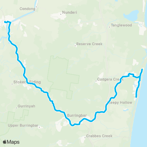 North Coast Network Murwillumbah to Pottsville via Mooball (Loop Service) map