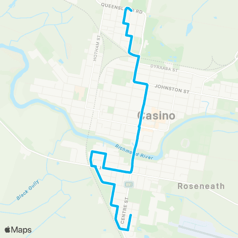 North Coast Network South Casino to Casino (Loop Service) map