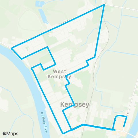 North Coast Network Kempsey to W Kempsey via N St & Kemp St (Loop Service) map