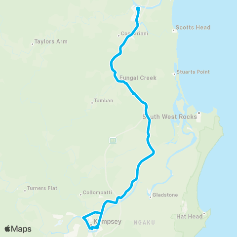 North Coast Network Macksville to Kempsey map