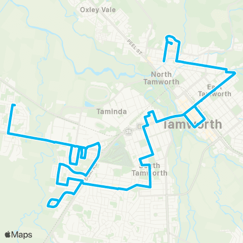 New England North West Network Tamworth to Coledale and Westdale (Loop Service) map