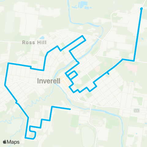 New England North West Network Inverell CBD to Ross Hill & Southside (Loop Service) map