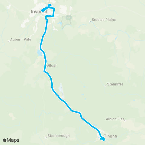 New England North West Network Tingha to Inverell via Gilgai map