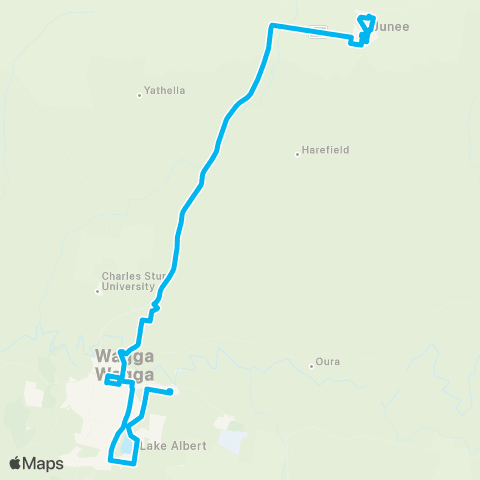 Riverina Murray Network Junee to Wagga Wagga via Yathella & Wallacetown map