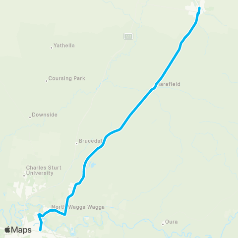 Riverina Murray Network Junee to Wagga Wagga via Byrnes Rd map