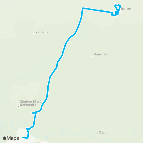 Riverina Murray Network Junee to Wagga Wagga via Wallacetown & Hampden Ave map