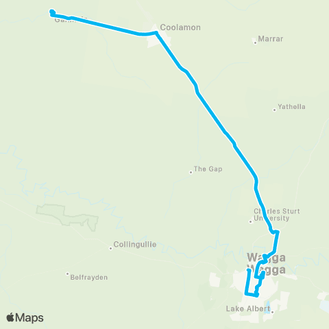 Riverina Murray Network Ganmain to Wagga Wagga via Coolamon map