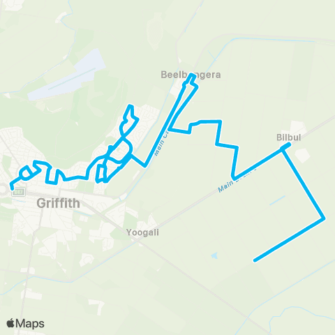 Riverina Murray Network Griffith to Beelbangera & Yenda (Loop Service) map