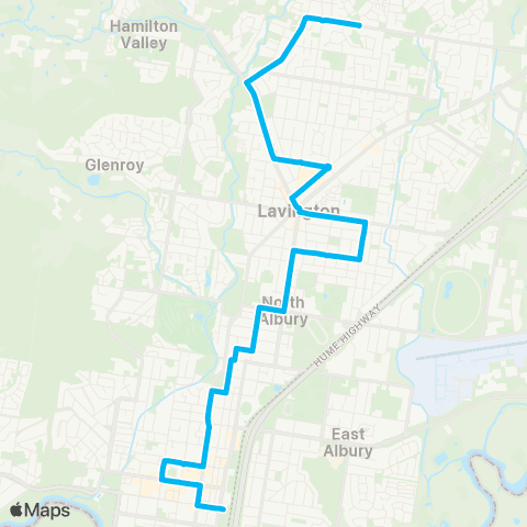 Riverina Murray Network Lavington to Albury via North Albury map
