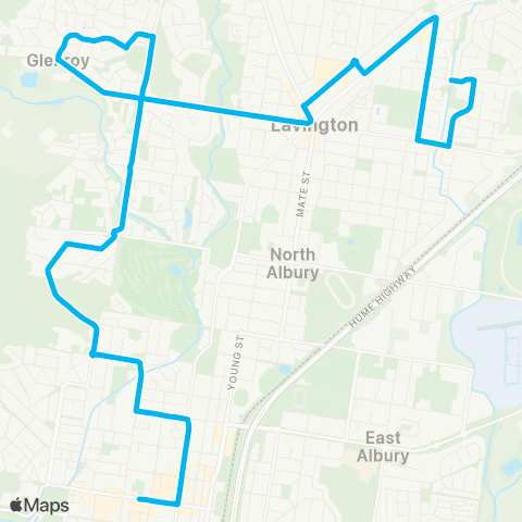 Riverina Murray Network Quicks Hill to Albury via Lavington & Glenroy map