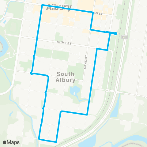 Riverina Murray Network QEII Square to S Albury (Loop Service) map