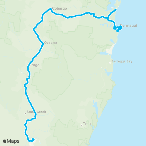 South East and Tablelands Network Bega to Bermagui map