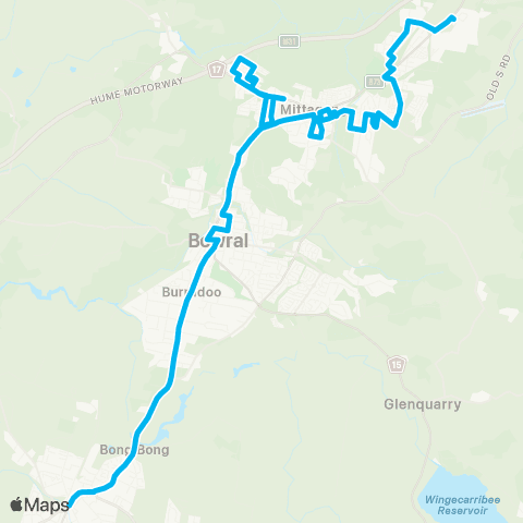 South East and Tablelands Network Moss Vale to Willow Vale via Bowral & Mittagong map
