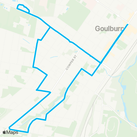 South East and Tablelands Network Goulburn to West Goulburn (Loop Service) map