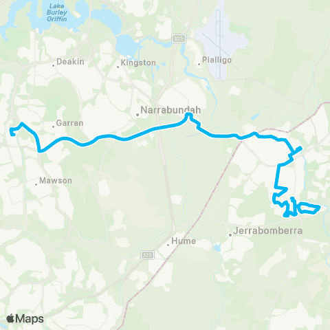 South East and Tablelands Network Karabar to Woden via Queanbeyan & Fyshwick map