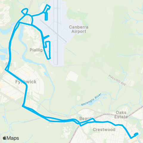 South East and Tablelands Network Queanbeyan to Brindabela Business Pk, Majura Pk and Canberra Airport map
