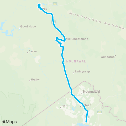 South East and Tablelands Network Yass to Canberra City Ctr via Woden Interchange & Canberra Hosp map