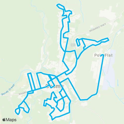 South East and Tablelands Network Cooma (Loop Service) map